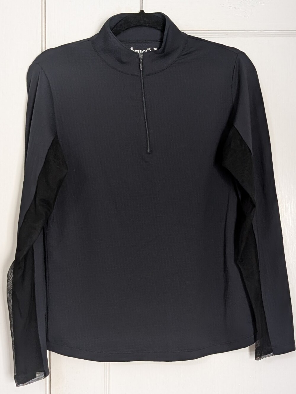 IBKUL Pullover Shirt Womens Medium Black Long Sleeve 1/4 Zip UPF 50 Athletic Top